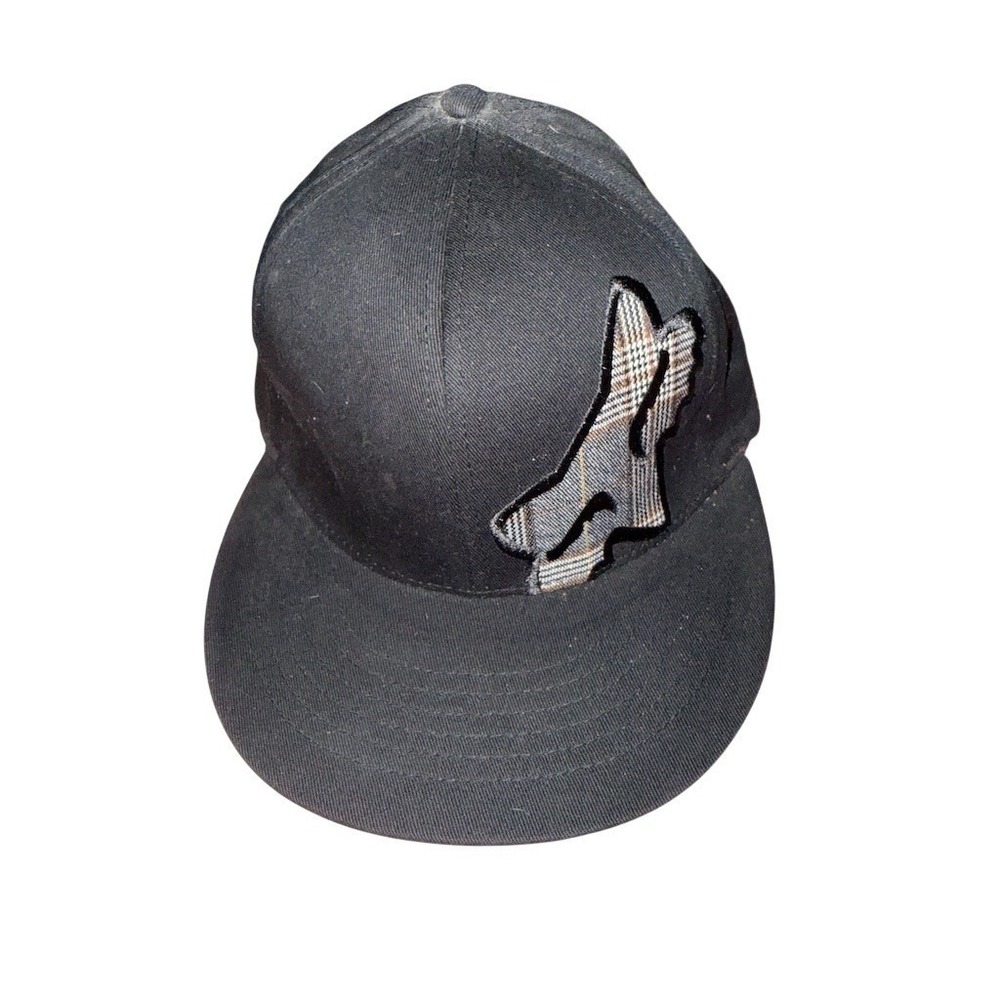 Fox Racing Baseball Cap Mens S/M Black Plaid Underbrim Embroidered Logo flexifit